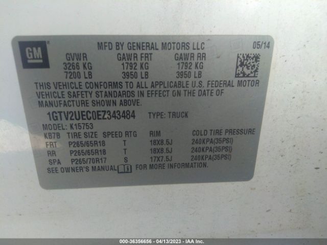 1GTV2UEC0EZ343484 GMC Sierra 1500 Sle