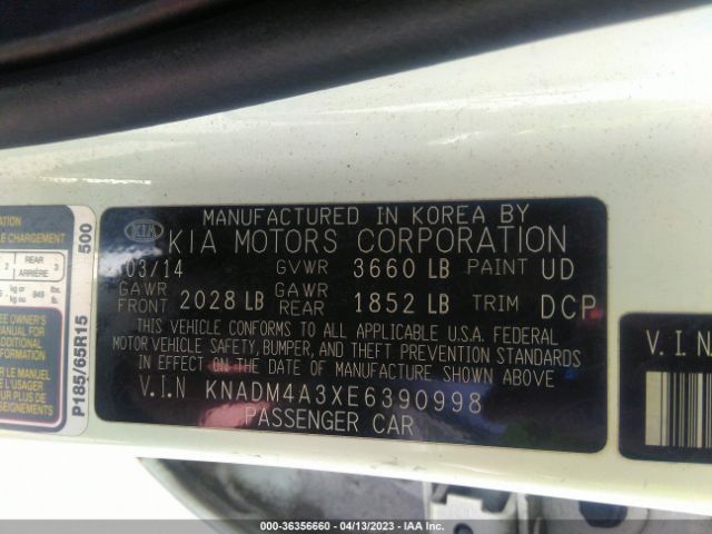 KNADM4A3XE6390998 KIA RIO LX