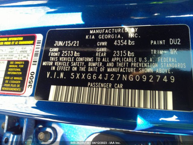 5XXG64J27NG092749 KIA K5 Gt-line