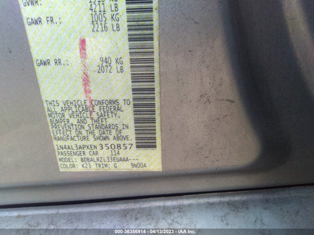 2014 NISSAN ALTIMA 2.5 VIN: 1N4AL3APXEN350857