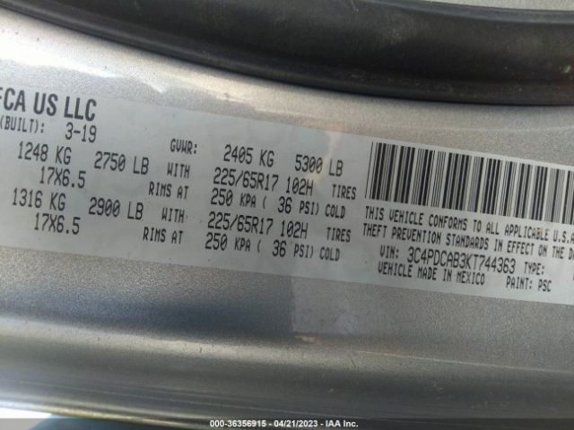 3C4PDCAB3KT744363 Dodge Journey Se Value Pkg