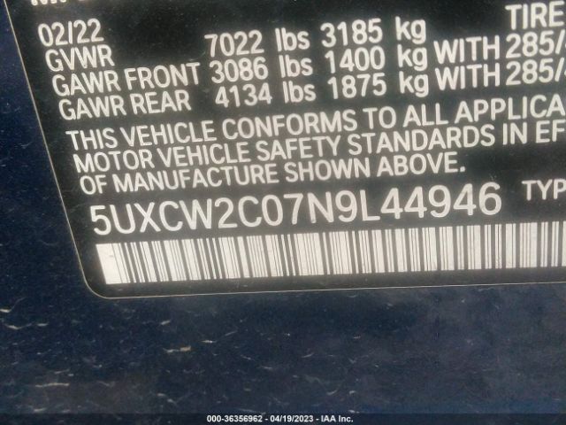 5UXCW2C07N9L44946 BMW X7 Xdrive40i
