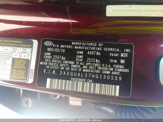 5XXGU4L37HG130559 KIA OPTIMA EX