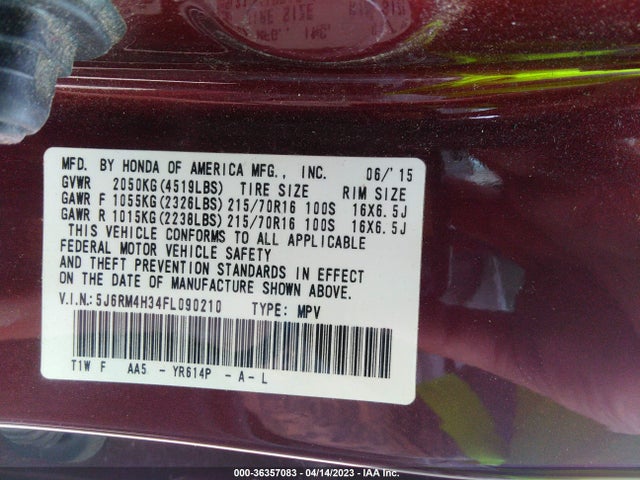 Honda CR-V LX 2015 5J6RM4H34FL090210 Image 9
