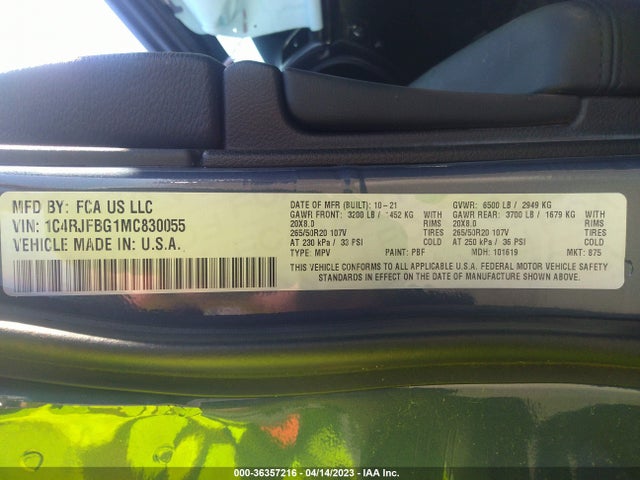 1C4RJFBG1MC830055 Jeep Grand Cherokee Limited X