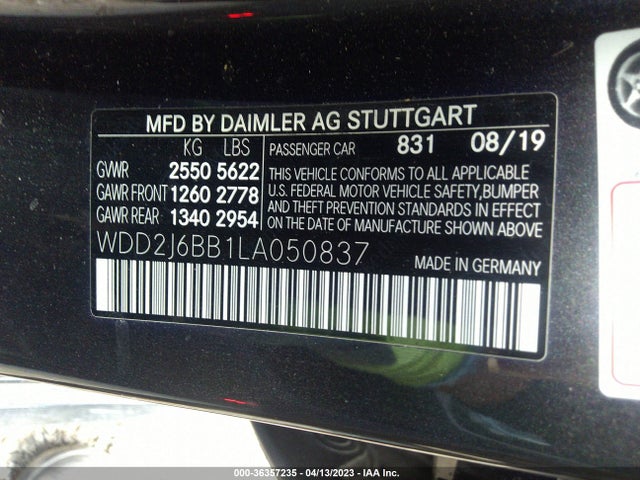 2020 Mercedes-Benz CLS-Class, VIN: WDD2J6BB1LA050837