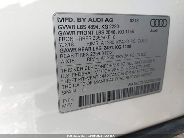 WA1ECCFS0JR027049 Audi Q3 Premium/sport Premium
