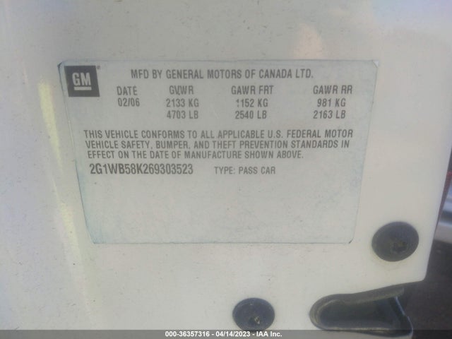 Продаж на аукціоні авто 2007 Chevrolet Impala 3.5l Lt, vin: 2G1WT58N379308321, номер лоту: 36357316