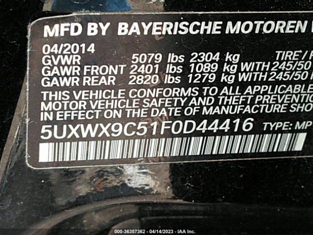 5UXWX9C51F0D44416 BMW X3 Xdrive28i