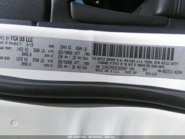 1C4RJEAG2KC832647 Jeep Grand Cherokee Altitude