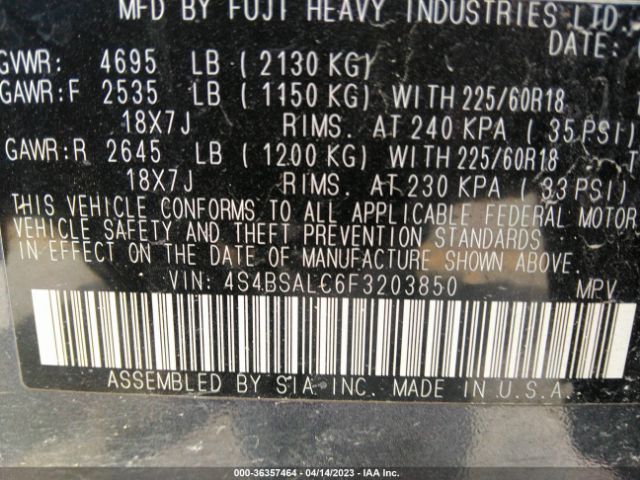 4S4BSALC6F3203850 Subaru Outback 2.5i Limited