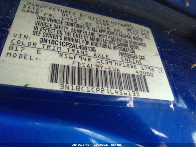 2010 NISSAN VERSA 1.8 S VIN: 3N1BC1CP2AL456135