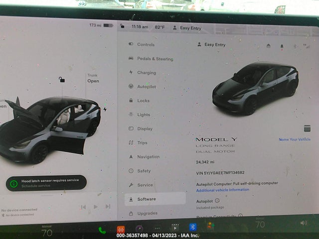 2021 TESLA MODEL Y LONG RANGE VIN: 5YJYGAEE7MF134682