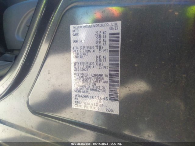 5N1AR2MM5EC611646 Nissan Pathfinder Platinum