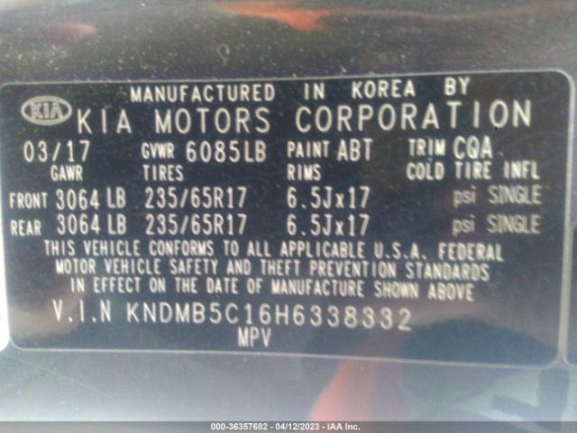 KNDMB5C16H6338332 KIA SEDONA LX