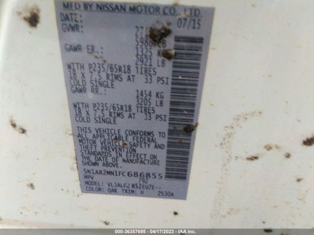 5N1AR2MN1FC686855 Nissan Pathfinder Sl