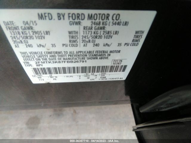 2FMTK3K87FBB26791 Ford Edge Titanium