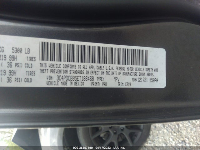 2014 DODGE JOURNEY SXT VIN: 3C4PDCBB5ET186468