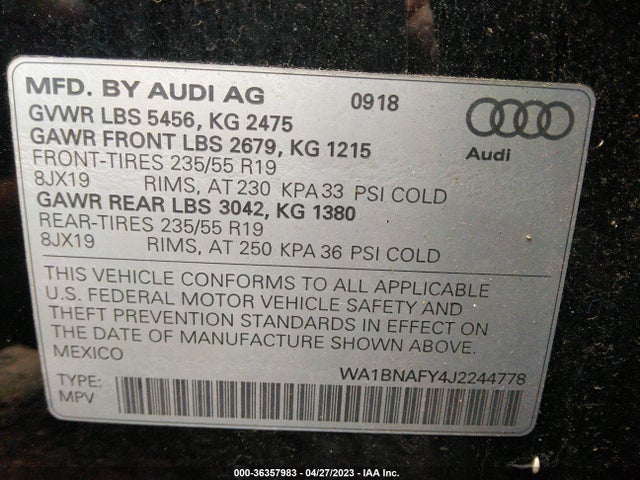 Audi Q5 Premium Plus 2018 WA1BNAFY4J2244778 Image 9