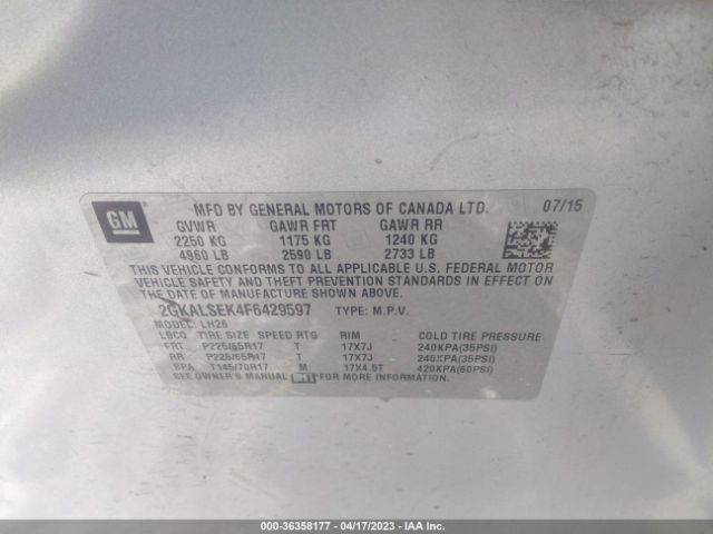 2GKALSEK4F6429597 GMC Terrain Slt