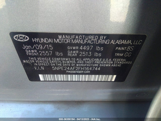 Hyundai Sonata 2.4l Se 2015 5NPE24AF2FH164744 Image 10