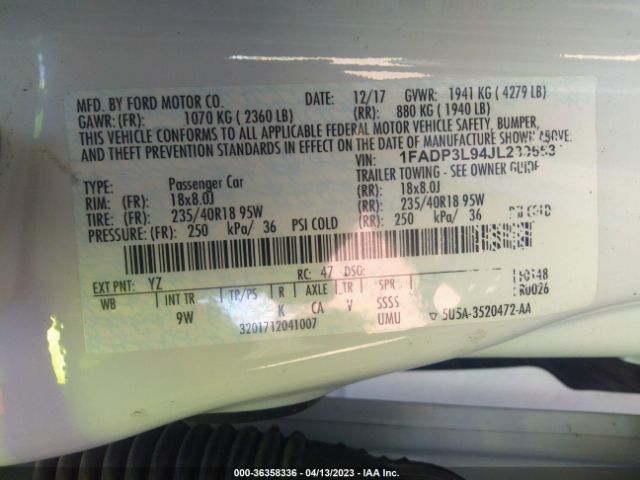 1FADP3L94JL239663 Ford FOCUS ST
