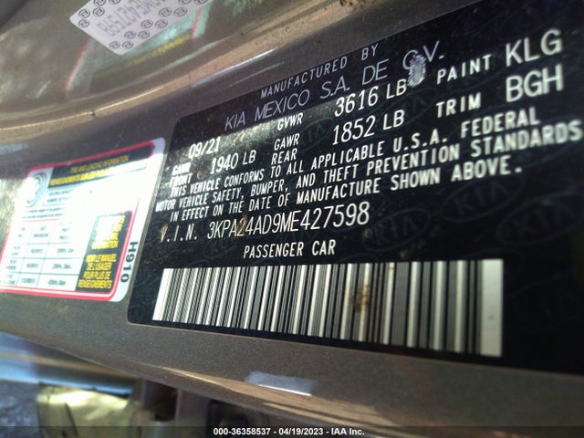 KIA RIO S 2021 3KPA24AD9ME427598 Image 10
