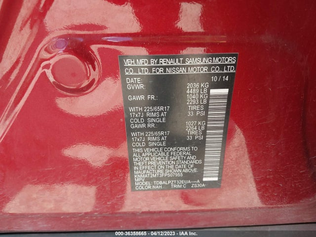 Nissan ROGUE S 2015 KNMAT2MT3FP507955 Image 10