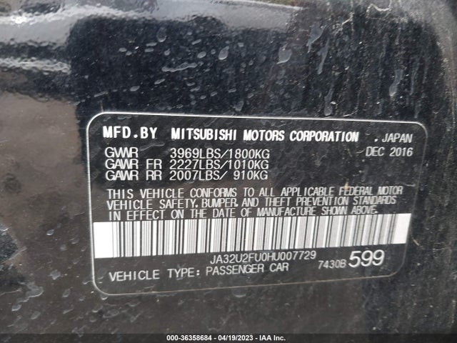JA32U2FU0HU007729 Mitsubishi Lancer Es/le
