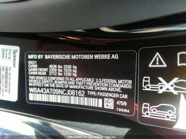 WBA43AT09NCJ08162 BMW 4 Series 430i Xdrive