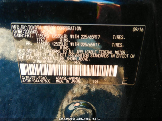 Toyota Rav4 Xle 2017 JTMWFREV8HJ105862 Image 10