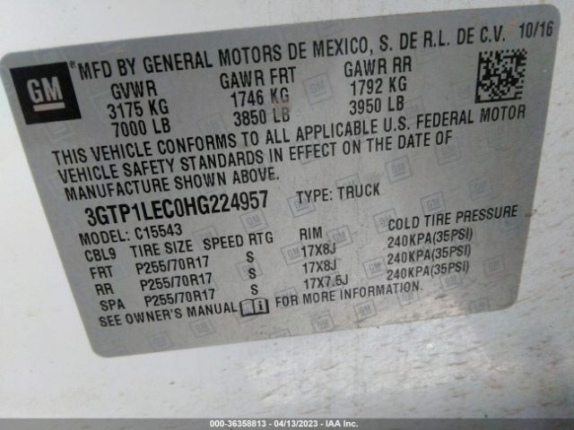 3GTP1LEC0HG224957 GMC SIERRA 1500
