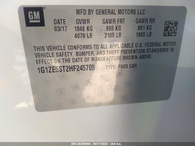 Chevrolet MALIBU LT 2017 1G1ZE5ST2HF245705 Image 10