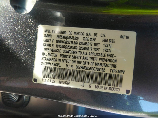 Honda CR-V EX 2016 3CZRM3H59GG708132 Image 9