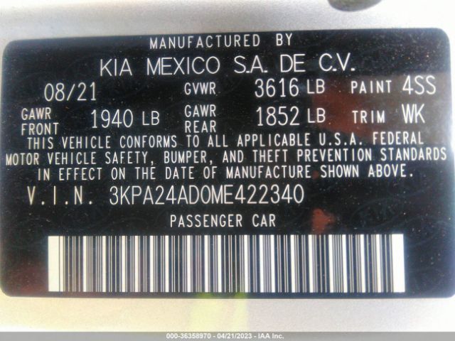 3KPA24AD0ME422340 KIA RIO LX