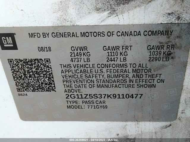 Chevrolet IMPALA LT 2019 2G11Z5S37K9110477 Image 11