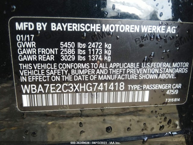 BMW 7 Series 740i 2017 WBA7E2C3XHG741418 Image 9