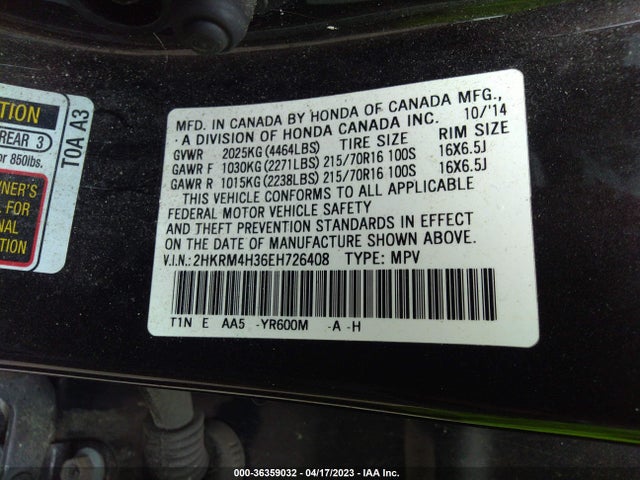 Honda CR-V LX 2014 2HKRM4H36EH726408 Image 9