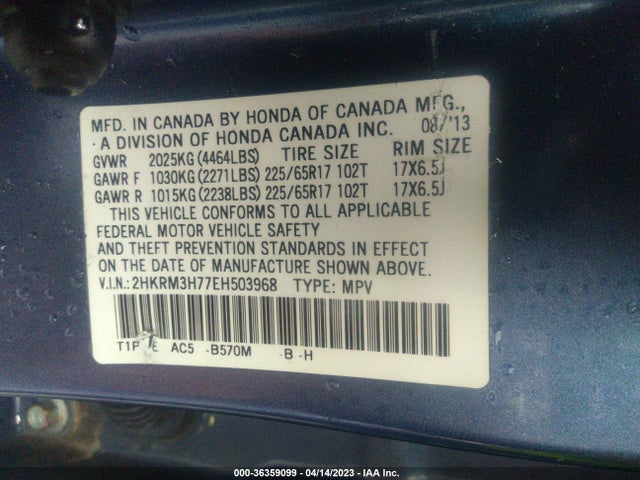 Honda Cr-v Ex-l 2014 2HKRM3H77EH503968 Image 9