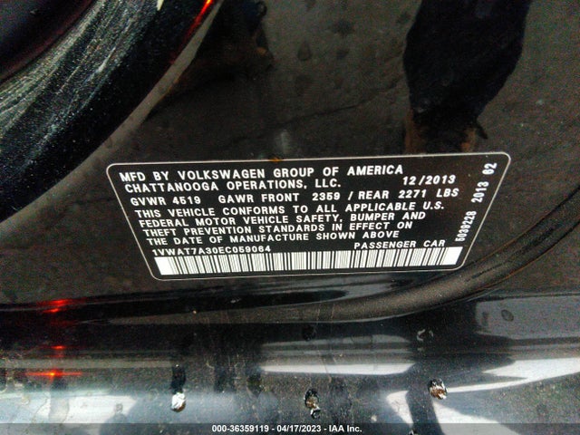 1VWAT7A30EC059064 Volkswagen Passat Wolfsburg Ed