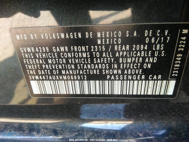 2017 Volkswagen GTI, VIN: 3VW447AUXHM068912