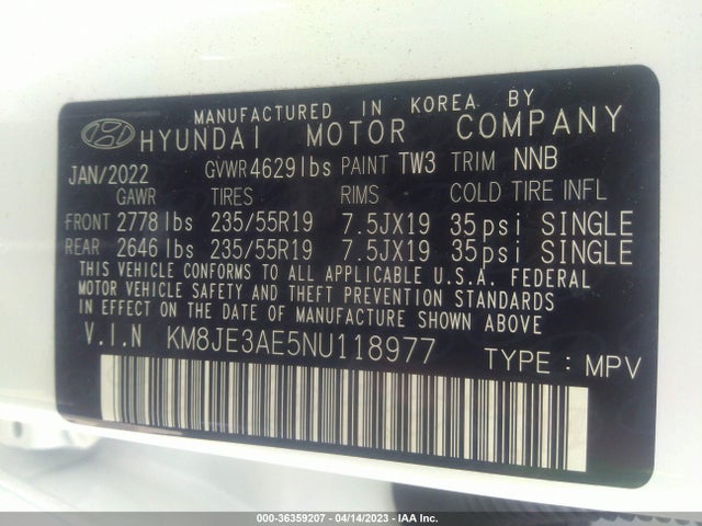 Hyundai Tucson Limited 2022 KM8JE3AE5NU118977 Image 10