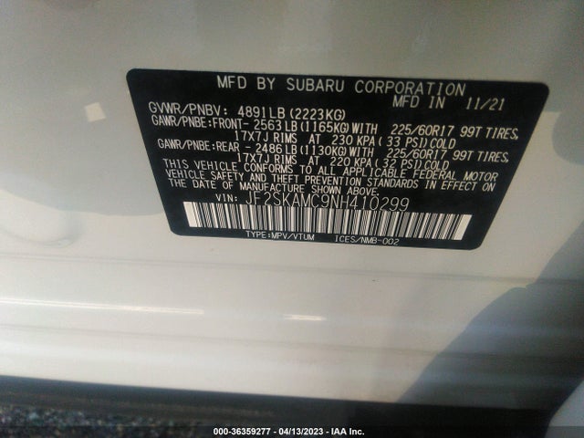 JF2SKAMC9NH410299 Subaru Forester Wilderness