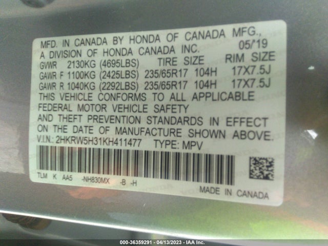 Honda CR-V LX 2019 2HKRW5H31KH411477 Image 11