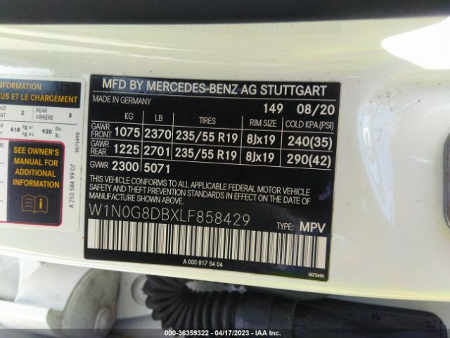 W1N0G8DBXLF858429 Mercedes-Benz Glc Glc 300