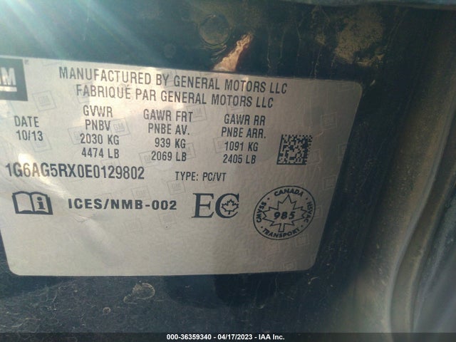 1G6AG5RX0E0129802 Cadillac Ats Standard Awd