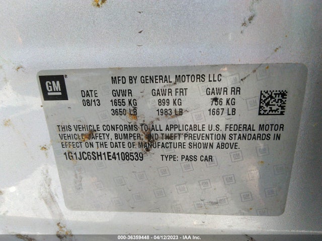 Chevrolet SONIC LT 2014 1G1JC6SH1E4108539 Image 10