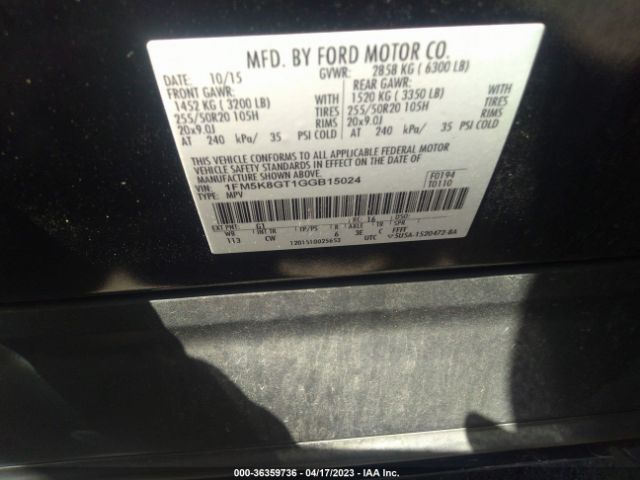1FM5K8GT1GGB15024 Ford EXPLORER SPORT