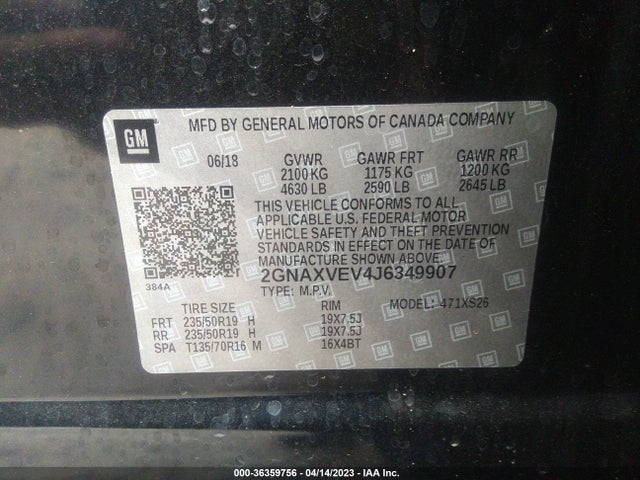 Chevrolet Equinox Premier 2018 2GNAXVEV4J6349907 Image 10