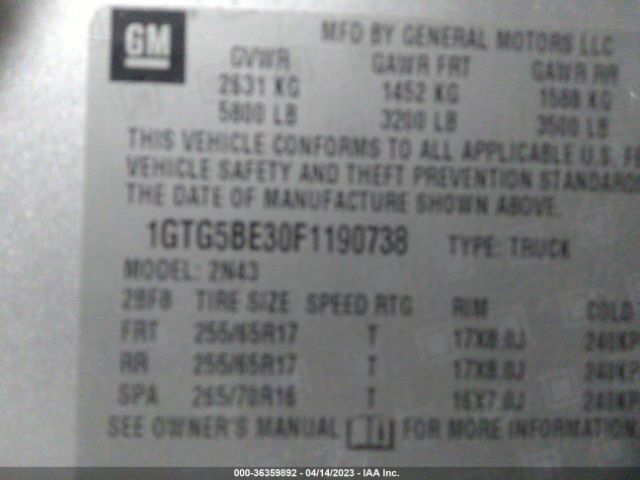1GTG5BE30F1190738 GMC Canyon 2wd Sle